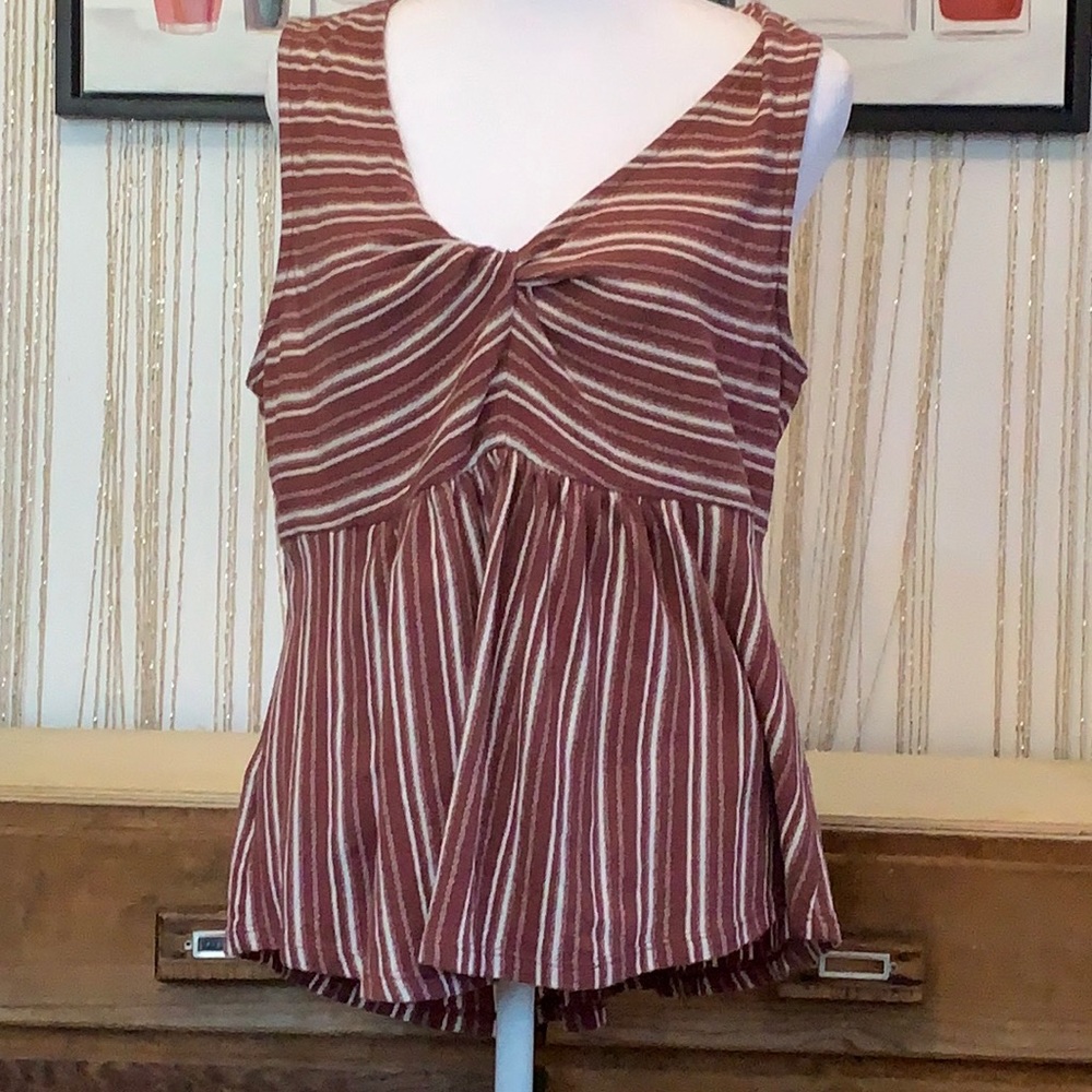 Lucky brand striped Empire waist baby doll tank